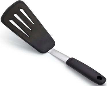 Wine & gourmet, Wine & Gourmet - Schaber 34 cm - Schwarz und Silber, GG Pfannenwender flexibel L34cm Silikon