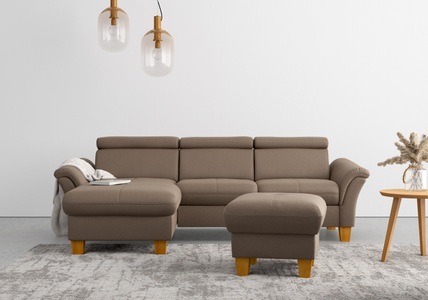 HOME AFFAIRE, Home affaire Ecksofa, wahlweise mit Bett mit klappbaren Rollen, Kasten und Kopfverstellung, Home affaire Ecksofa »Lindgren L-Form«, wahlweise mit Bett mit klappbaren Rollen, Kasten und Kopfverstellung