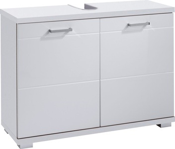 byLIVING, byLIVING Waschbeckenunterschrank »Nebraska«, Breite 80 cm, Badezimmerschrank mit Metallgriffen, MDF-Fronten in Hochglanz-Optik und Ausschnitt für Abwasserleitung, byLIVING Waschbeckenunterschrank »Nebraska«, Breite 80 cm, Badezimmerschrank, MDF-Fronten in Hochglanz-Optik