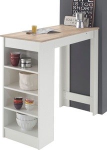 loftscape, home24 Bartisch Aranos, MID.YOU Bartisch in holzwerkstoff 115/50/103 cm , Mojito , weiss, Eichefarben , 50x103 cm , Melamin, foliert,Nachbildung , Stauraum , 000572008502