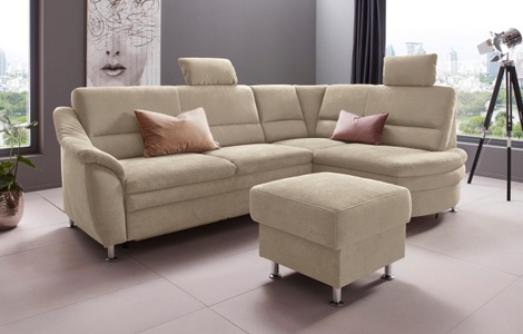 Places of Style Ecksofa »Cardoso«, Federkern, wahlweise mit Bett, Schubkasten