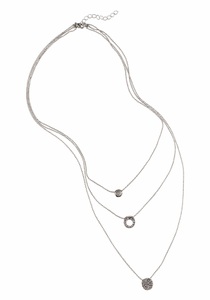 J. JAYZ, J.Jayz Kette mit Anhänger »3 reihige Kette mit 3 runden Anhängern«, Firetti Kette mit Anhänger »Layering Kette mit 3 runden Anhängern«, mit Glasstein