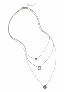 J. JAYZ, J.Jayz Kette mit Anhänger »3 reihige Kette mit 3 runden Anhängern«, Firetti Kette mit Anhänger »Layering Kette mit 3 runden Anhängern«, mit Glasstein