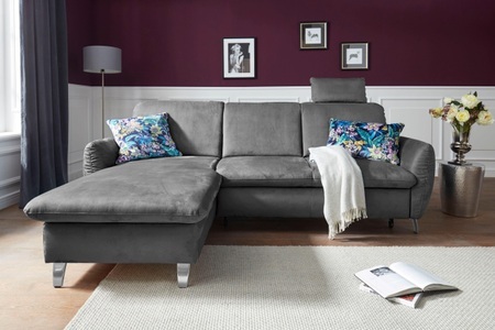 SIT&MORE, sit&more Ecksofa, sit&more Ecksofa »Daytona L-Form«, mit Federkern, einer Kopfstütze und wahlweise mit Bettfunktion