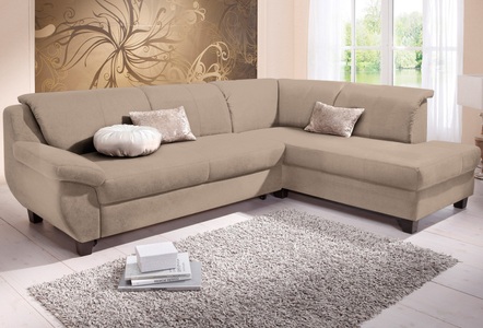 HOME AFFAIRE, Home affaire Ecksofa »Yesterday«, wahlweise mit Bettfunktion, Home affaire Ecksofa »Yesterday zeitlos und elegant, bequeme Armlehnen, L-Form« Microfaser, natur