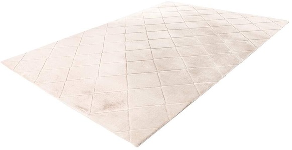 Carpet City, Carpet City Hochflor-Teppich »Moment«, rechteckig, 31 mm Höhe, Modern Einfarbig, 3D-Raute-Optik, Wohnzimmer, Carpet City Hochflor-Teppich »Moment«, rechteckig, 31 mm Höhe, besonders weich, Kaninchen Fell Haptik, 3D-Effekt, Rauten, Wohnzimmer
