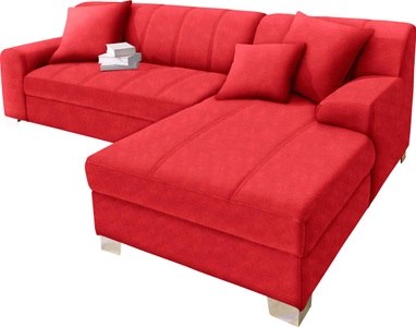 INOSIGN, INOSIGN Ecksofa, wahlweise mit Bettfunktion, INOSIGN Ecksofa »Turah incl. Zierkissen, moderne Steppung, auch in Leder«, wahlweise mit Bettfunktion, Schlafsofa, B/T/H: 239/152/75 cm, L-Form