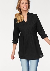 Aniston CASUAL Longbluse, Stehkragen, »Schlupfbluse mit halber Knopfleiste«
