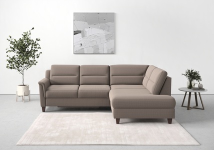 sit&more Ecksofa »Farö«, inklusive Federkern, mit naturfarbenen Füssen, wahlweise mit Bettfunktion und Bettkasten