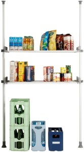 KAYS, Spannregal «Herkules», WENKO Teleskopregal »Modell Herkules Twin«, (Set), 2 Trägerstangen, 2 verstellbare Ablagen, ideal für Bad & Abstellkammer