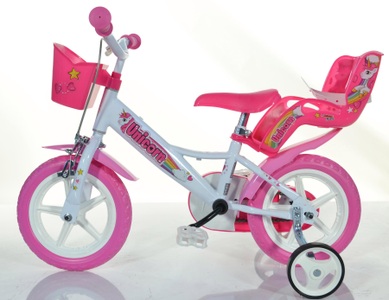 Dino, Dino Kinderfahrrad »EINHORN«, 1 Gang, Dino Kinderfahrrad »Unicorn Einhorn 12 Zoll«, 1 Gang, mit Stützrädern, Korb und Puppensitz