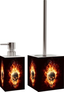Sanilo, Sanilo Badaccessoire-Set »Totenkopf«, 2-teiliges Set aus Seifenspender und WC-Bürste, Sanilo Badaccessoire-Set »Totenkopf«, 2-teiliges Set aus Seifenspender und WC-Bürste