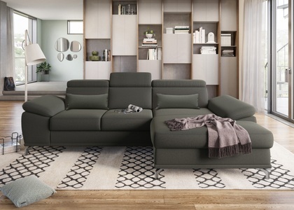 SIT&MORE, sit&more Ecksofa, sit&more Ecksofa »Cabrio L-Form, mit Sitztiefenverstellung, Arm- und Kopfteilverstellung«, 2 Nierenkissen, Federkern, optional Bettfunktion und Stauraum
