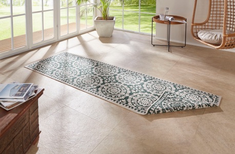 NORTHRUGS, NORTHRUGS Läufer »Jardin«, rechteckig, 5 mm Höhe, In-und Outdoor geeignet, Wohnzimmer, Balkon, Terrasse, Garten, Robust, Pflegeleicht, Flachgewebe, Wendbar, NORTHRUGS Läufer »Jardin«, rechteckig, 5 mm Höhe, Wendeteppich, In-& Outdoor, Vintage, Balkon, Garten, Wohnzimmer, Flur