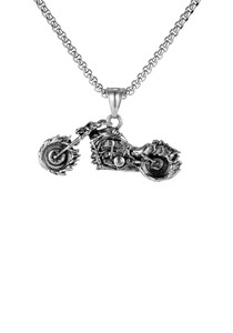FIRETTI, Firetti Kette mit Anhänger »Motorrad, strukturiert, teilweise geschwärzt«, Firetti Kette mit Anhänger »Schmuck Geschenk Motorrad, strukturiert, teilweise geschwärzt«