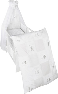 Roba, roba Kinderbettgarnitur 4tlg. 100x135cm Fox&Bunny - weiß - Gr.100x135 cm, Gitterbettset Fox und Bunny in Weiss