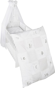 Roba, roba Kinderbettgarnitur 4tlg. 100x135cm Fox&Bunny - weiß - Gr.100x135 cm, Gitterbettset Fox und Bunny in Weiss
