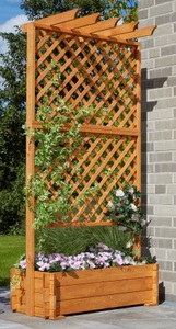 PROMADINO Holzspalier Pergola mit Pflanzkasten, BxTxH: 140x65x200 cm