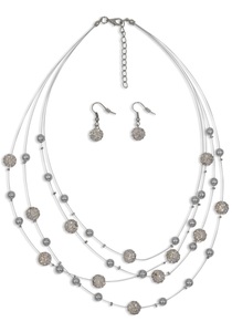 J.Jayz, J.Jayz Collier-Set »White Crystal«, (Set, 3 tlg.), mit Glasstein, Firetti Ohrring und Ketten Set »Blue Crystal«, (Set, 3 tlg.), mit Glasstein