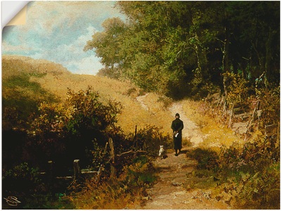 Artland, Artland Wandbild »Dorfpfarrer/Schulmeisters Spaziergang«, Artland Wandbild »Dorfpfarrer/Schulmeisters Spaziergang«, Mann, (1 St.), als Leinwandbild, Wandaufkleber oder Poster in versch. Grössen