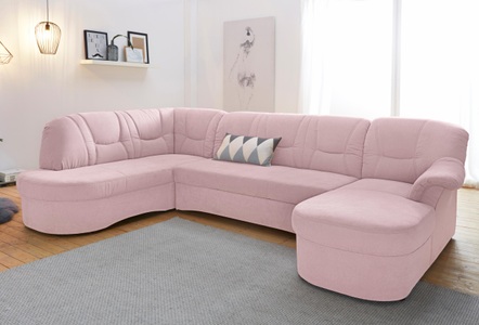 DOMO collection, DOMO collection Wohnlandschaft, DOMO collection Wohnlandschaft »Sarafina, zeitlos und komfortabel, optional mit Federkern, U-Form« wahlweise mit Bettfunktion