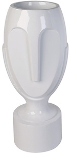 Casablanca by Gilde, Casablanca by Gilde Pflanzkübel »Pflanzkübel Face, weiss«, (1 St.), Blumenkübel, Pflanzübertopf, Blumentopf, aus Fiberglas, mit graphischen Gesichtszügen, mit eingearbeiteten Pflanztopf, in 2 Grössen erhältlich, Wohnzimmer, 