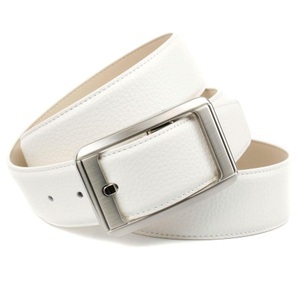 ANTHONI CROWN, Anthoni Crown Denim-Gürtel mit Dornschliesse, Anthoni Crown Ledergürtel, Jeansgürtel in weiss