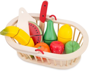 NewClassicToys, Schneide-Set Obstkorb, Holz-Schneideset OBSTKORB 10-teilig