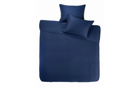 Living Home - Uni Satin 100 Bettwäsche Set, Uni Satin 100 Bettwäsche-Set, 160 x 210 cm + 65 x 100 cm, Nachtblau