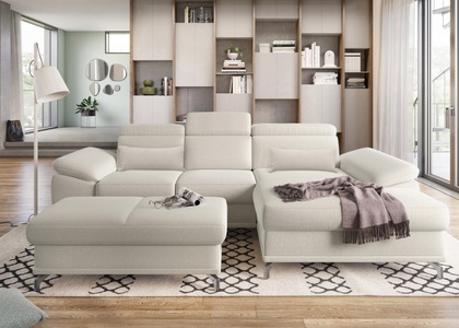 SIT&MORE, sit&more Ecksofa, sit&more Ecksofa »Cabrio L-Form, mit Sitztiefenverstellung, Arm- und Kopfteilverstellung«, 2 Nierenkissen, Federkern, optional Bettfunktion und Stauraum
