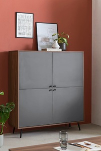 mutoni casual, Highboard Walnuss 118x40x134 grau, SalesFever Highboard, Stauraumschrank in moderner Farbkombination von Walnuss und Grau