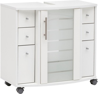 Schildmeyer, Waschbeckenunterschrank, Schildmeyer, »Nikosia«, mit Glastür, Schildmeyer Waschbeckenunterschrank »Nikosia«, Höhe 63 cm, mit Glastür, 4 Schubladen, MDF-Fronten, Metallgriffe