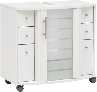 Schildmeyer, Waschbeckenunterschrank, Schildmeyer, »Nikosia«, mit Glastür, Schildmeyer Waschbeckenunterschrank »Nikosia«, Höhe 63 cm, mit Glastür, 4 Schubladen, MDF-Fronten, Metallgriffe