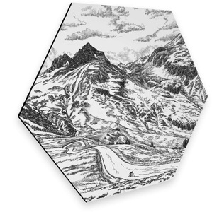 Wall-Art, Wall-Art Metallbild »Alpenpass Frankreich Natur Weiss«, Wall-Art Metallbild »Alpenpass Frankreich Natur Weiss«, (1 St.), vintage Metallschild