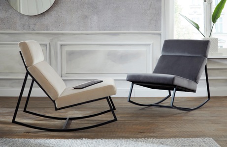 Guido Maria Kretschmer Home&Living, Guido Maria Kretschmer Home&Living Schaukelstuhl »Soel«, Samtoptik, mit modernen Metallgestell und weichem Samtvelours Bezug, 