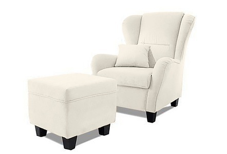 HOME AFFAIRE, Home affaire Sessel »Oliver«, (2 St.), inklusive Hocker, Microfaser, Home affaire Ohrensessel »Oliver«, Ohrensess,mit Hocker,Zierkissen,Klassische Form