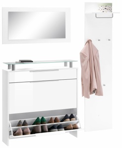 borchardt Möbel, borchardt Möbel Garderoben-Set »Oliva«, (Set, 3 St.), hängender Schuhschrank, borchardt Möbel Garderoben-Set »Oliva«, (3-tlg.), mit hängendem Schuhschrank, Paneel und Spiegel