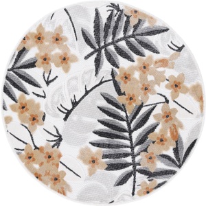 carpetfine, carpetfine Teppich »Deja 102«, rund, 4 mm Höhe, robustes Flachgewebe, Motiv- Floral Palmenblätter, Hoch-Tief Effekt, In- und Outdoor geeignet, Wetterfest und UV-beständig für Balkon, Terrasse, Garten, Aussenbereich,Wohnzimmer, Schlafzimmer, carpetfine Teppich »Deja 102«, rund, 4 mm Höhe, robustes Flachgewebe, Motiv- Floral Palmenblätter, Hoch-Tief Effekt