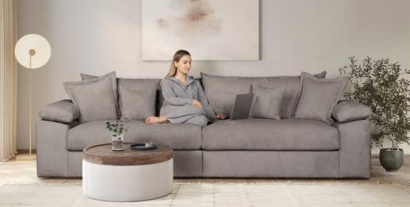 HOME AFFAIRE, Home affaire Big-Sofa »Soft&Cosy XXL - Breite 303 cm«, Mega-Sofa, in Cord, Federkern-Polsterung, Home affaire Big-Sofa »Soft&Cosy XXL, B: 303 cm - OTTO. Verlässliche Qualität.« Mega-Sofa, Cord oder Chenille-Struktur, mit Federkern & 4 Zierkissen