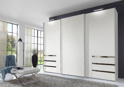 Wimex, home24 Schwebetuerenschrank level 36A, MID.YOU Schwebetürenschrank in weiss , Level 36A 300Cm Weiss , Metall , 3 Fächer , 6 Schubladen , 300x216x65 cm , Dekorfolie,Nachbildung , umfangreiches Zubehör erhältlich, In verschiedenen Grössen erhältlich, in verschiedenen Holzdekoren erhä
