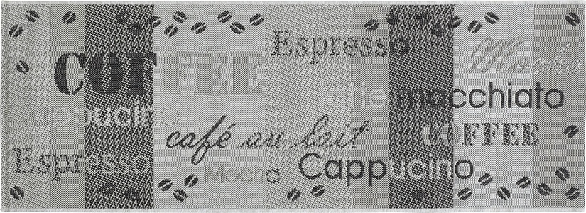 andiamo, Andiamo Küchenläufer »ARIZONA 1«, rechteckig, 5 mm Höhe, Flachgewebe, Motiv Kaffee, mit Schriftzug, In- und Outdoor geeignet, Küche, Andiamo Läufer Arizona Gewebt Grau | 0.5 × 1.5 m