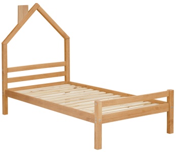 LÜTTENHÜTT, Lüttenhütt Kinderbett »Alpi«, Einzelbett aus schönem massivem Kiefernholz, in einer Haus-Optik Form, inklusive Lattenrost, in verschiedenen Farbvarianten enthältlich, Liefefläche 90x200 cm, 