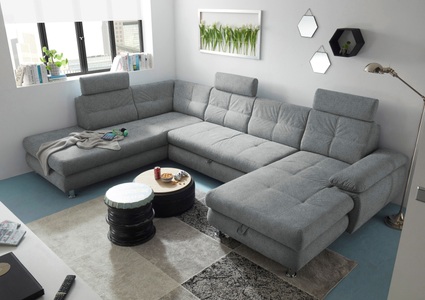 MID.YOU, MID.YOU Wohnlandschaft in textil hellgrau , Alba , 233 cm , 002220029604, MID.YOU Wohnlandschaft in webstoff hellgrau , Alba , Textil , 349x233 cm , Webstoff , 002220029604