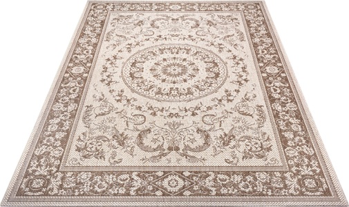 White Label, White Label - Teppich In-& Outdoor - 80 x 150 cm; - Creme, Hellbraun, Home affaire Teppich »Julius«, rechteckig, 3 mm Höhe, Orient-Optik, Bordüre, Strapazierfähig und pflegeleicht, Flachgewebe
