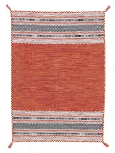 carpetfine, Wollteppich, »Kelim Azizi«, carpetfine, rechteckig, Höhe 5 mm, handgewebt, carpetfine Teppich »Kelim Azizi«, rechteckig, 5 mm Höhe, Baumwolle, Wendeteppich mit Fransen, Wohnzimmer