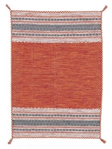 carpetfine, Wollteppich, »Kelim Azizi«, carpetfine, rechteckig, Höhe 5 mm, handgewebt, carpetfine Teppich »Kelim Azizi«, rechteckig, 5 mm Höhe, Baumwolle, Wendeteppich mit Fransen, Wohnzimmer