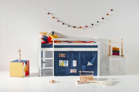Hoppekids Hochbett, mit Matratze und Textil-Set