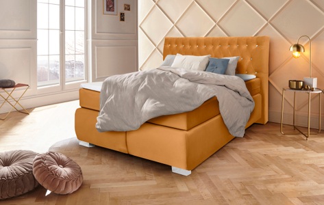 Leonique Boxspringbett »Rumba«, Taschenfederkern-Matratze in Härtegrad 3, in 4 Breiten, incl. Topper