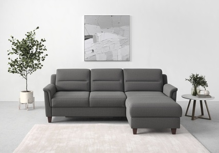 sit&more Ecksofa »Farö«, inklusive Federkern, mit naturfarbenen Füssen, wahlweise mit Bettfunktion und Bettkasten