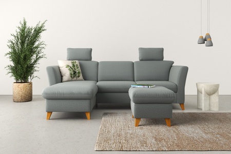 HOME AFFAIRE, Home affaire Ecksofa »Trelleborg«, Federkern-Polsterung, wahlweise mit Bettfunktion und Bettkasten, Kopfstützen optional, Home affaire Ecksofa »Trelleborg L-Form«, Federkern-Polsterung, wahlweise mit Bettfunktion und Bettkasten